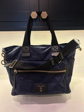 Marc Jacobs Navy Nylon Tote with Gold Hardware